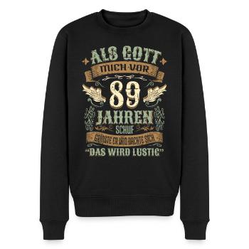89 Geburtstag Geschenk Jahre Geburtstagsgeschenk - Männer Premium Bio Pullover - Schwarz - Vorne - Nico (187cm)