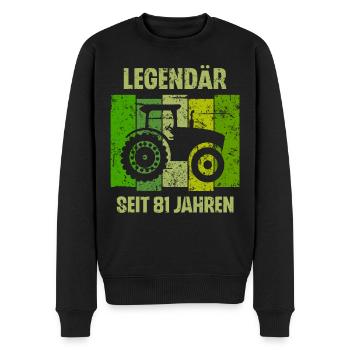 81 Geburtstag Geschenk 81. Landwirt Spruch - Männer Premium Bio Pullover - Schwarz - Vorne - Nico (187cm)
