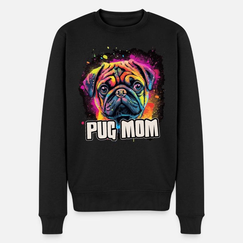 Pug Mops Hund Geschenk Spruch - Männer Premium Bio Pullover - Schwarz