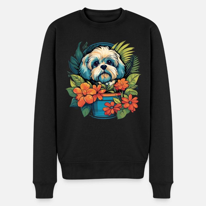 Malteser Hund Geschenk - Männer Premium Bio Pullover - Schwarz