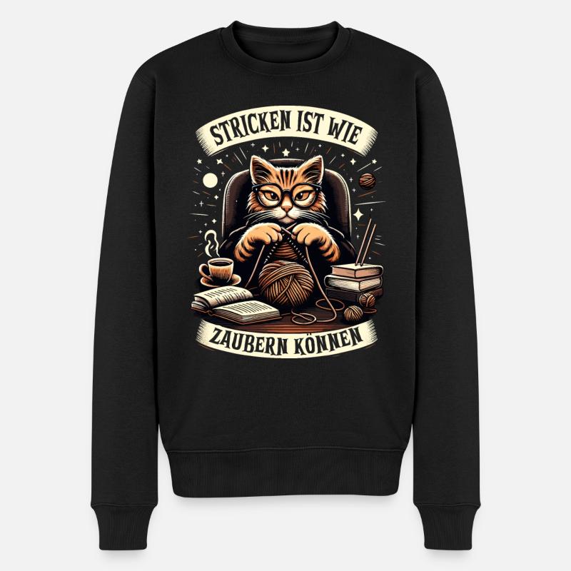 Stricken Strickerin Geschenk Wolle Geburtstag - Männer Premium Bio Pullover - Schwarz