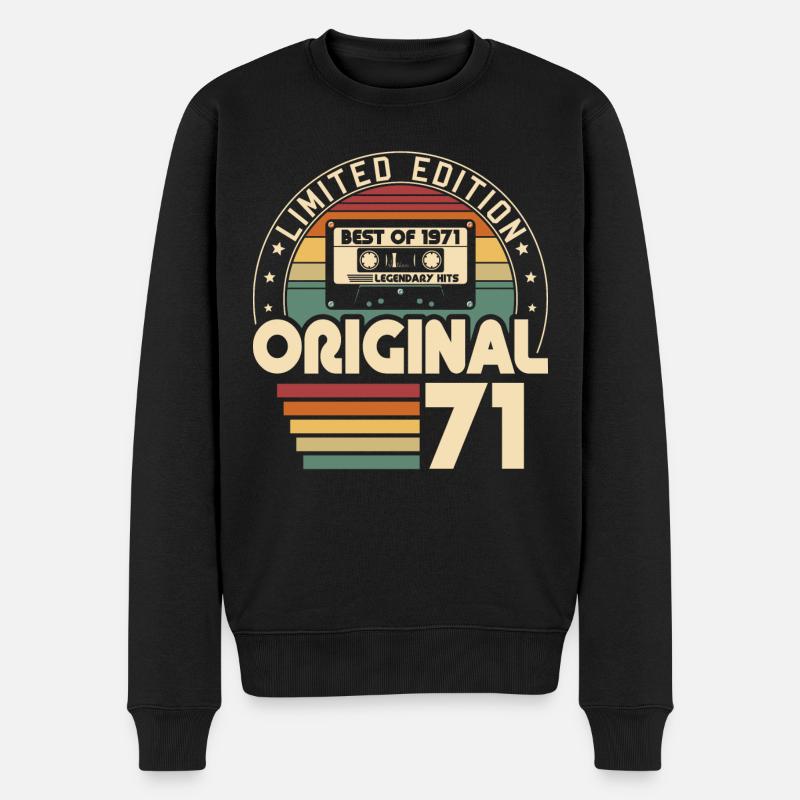 Jahrgang 1971 Vintage Retro Geburtstag Geschenk - Männer Premium Bio Pullover - Schwarz