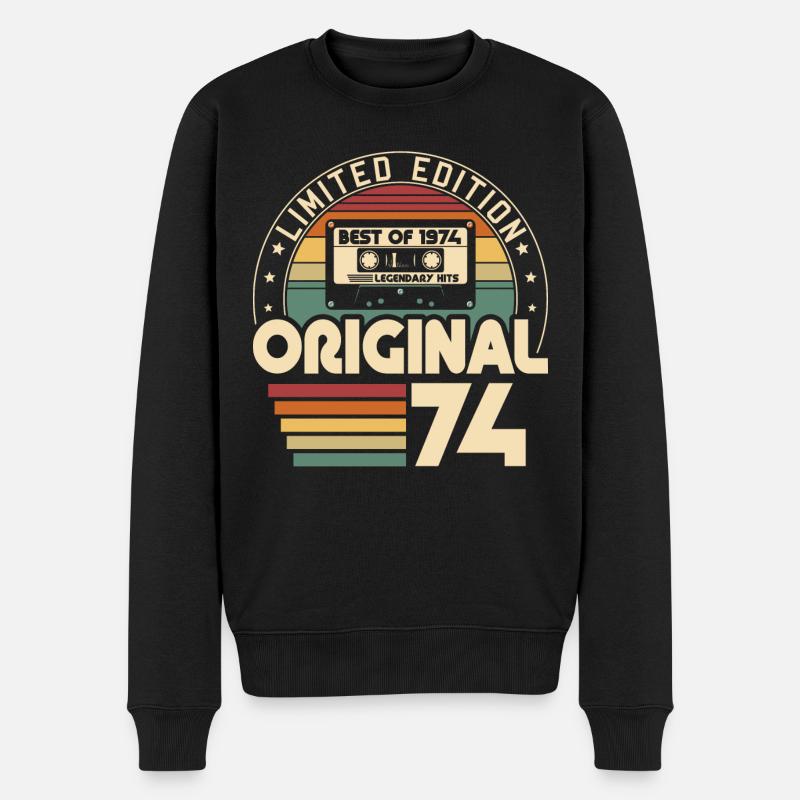 Jahrgang 1974 Vintage Retro Geburtstag Geschenk - Männer Premium Bio Pullover - Schwarz