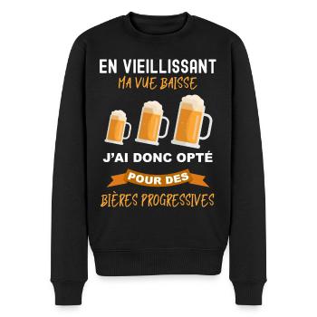 Bieres progressives citation drole homme - Pull Premium bio Homme - noir - Devant - Nico (187cm)