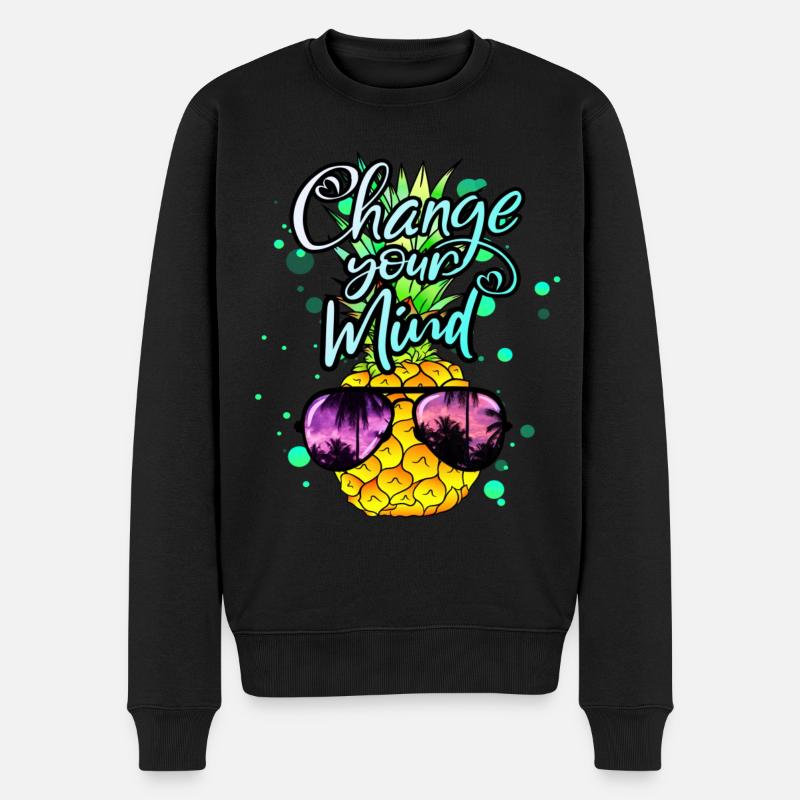 Ananas verändere dein Denken - Männer Premium Bio Pullover - Schwarz