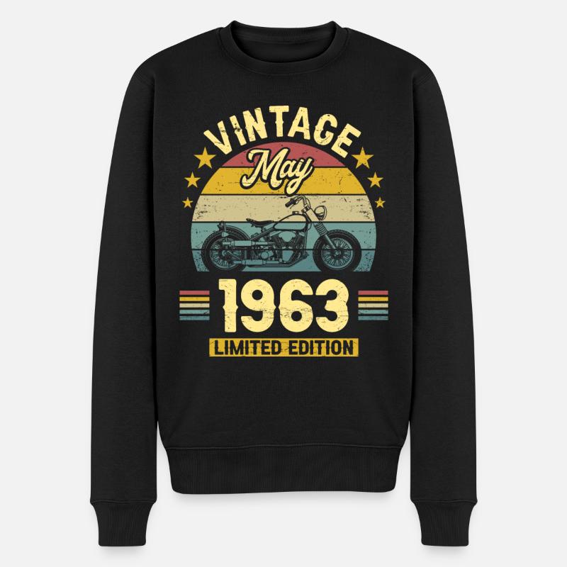 Vintage Motard Né Mai 1963 60 Ans Anniversaire - Pull Premium bio Homme - noir