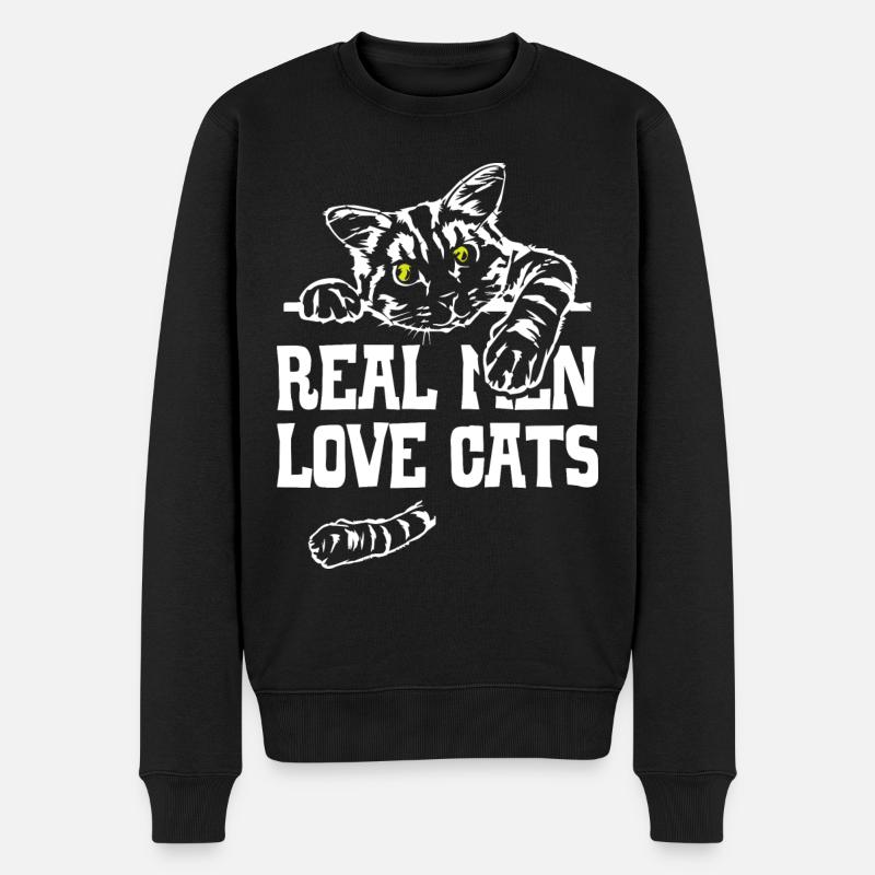 Real Men Love Cats - Männer Premium Bio Pullover - Schwarz