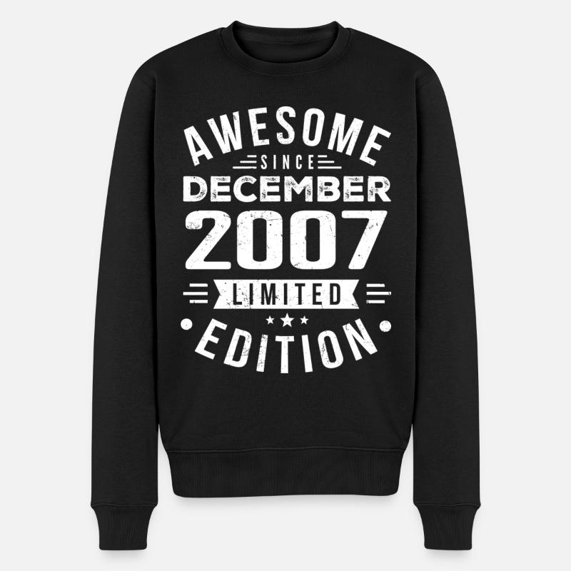 Geburtstagsgeschenk geboren im Dezember 2007 - Männer Premium Bio Pullover - Schwarz