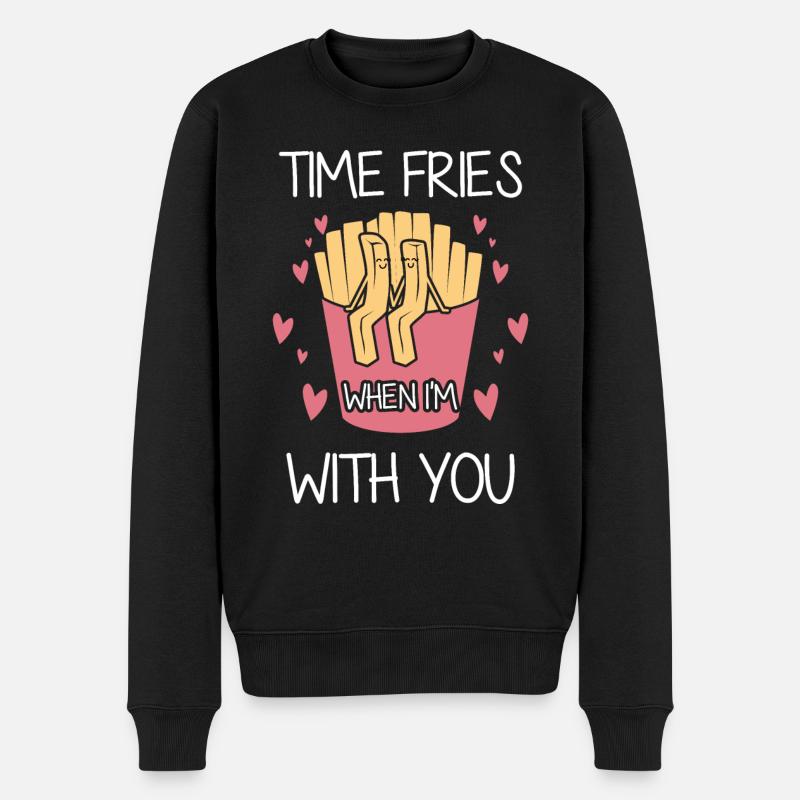 Creating bonds with french fries - Männer Premium Bio Pullover - Schwarz