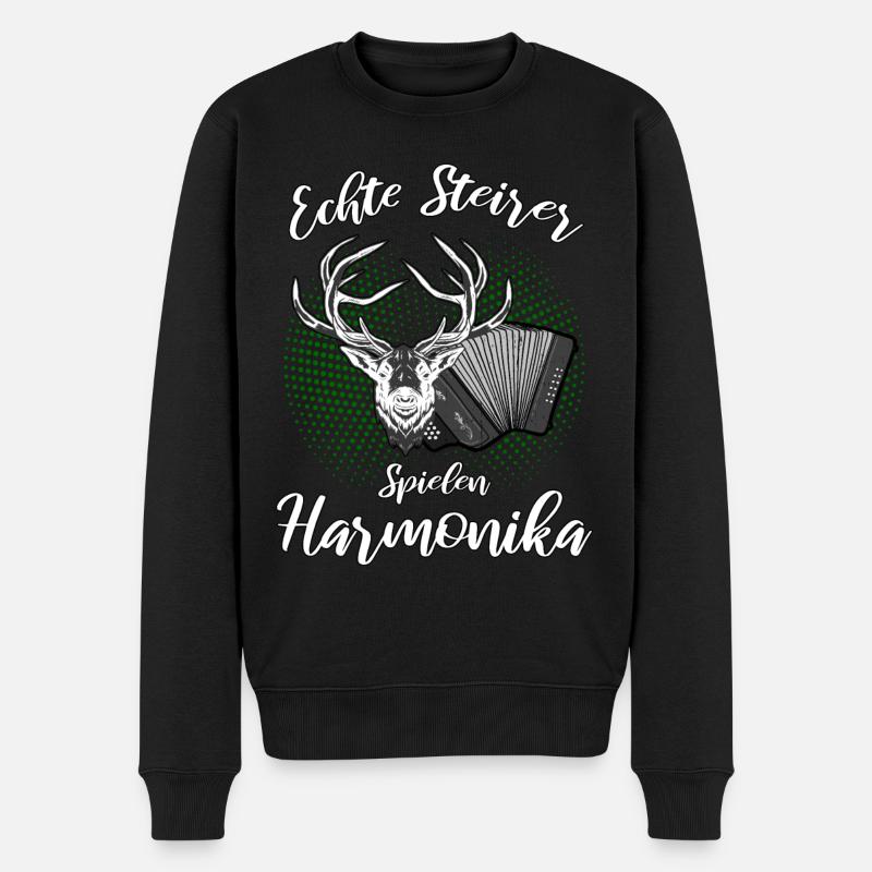 Echte Steierer spielen Harmonika steirische Steier - Männer Premium Bio Pullover - Schwarz