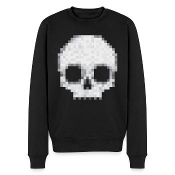Skull Bone Pixel Graphic px Raster Graphic Retro - Men's Premium Organic Jumper - black - Front - Nico (187cm)