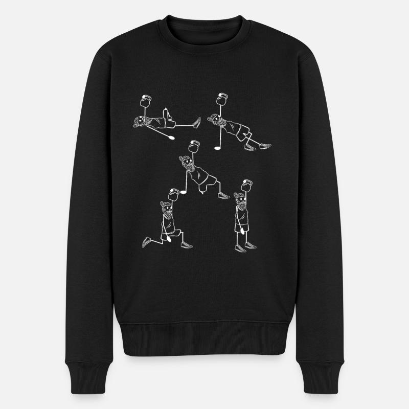 Gym Kettlebell workout turkish get up - Männer Premium Bio Pullover - Schwarz