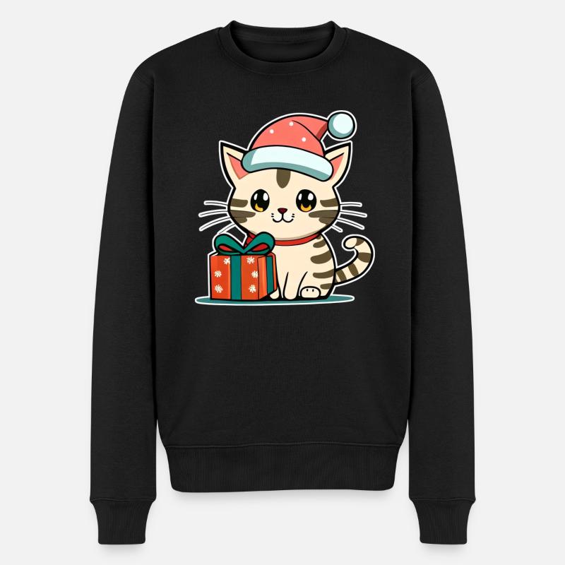 Chat Noël - Pull Premium bio Homme - noir