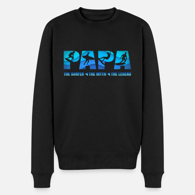 Papa Surfer Mythos Legende Vater Geschenk - Männer Premium Bio Pullover - Schwarz