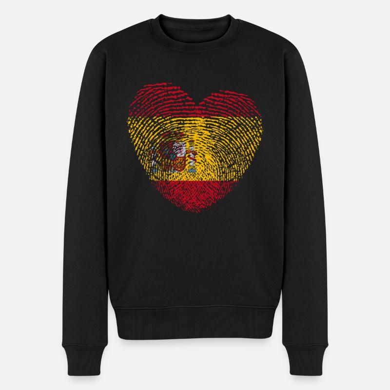 Spanien Flagge Fingerabdruck - Männer Premium Bio Pullover - Schwarz