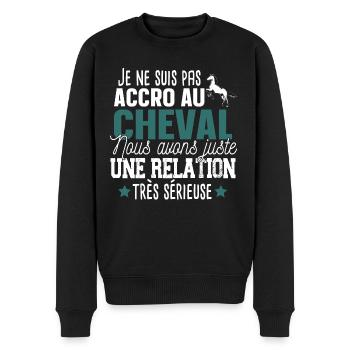 Cheval Chevaux Equitation Cadeau Cavalier Humour - Pull Premium bio Homme - noir - Devant - Nico (187cm)
