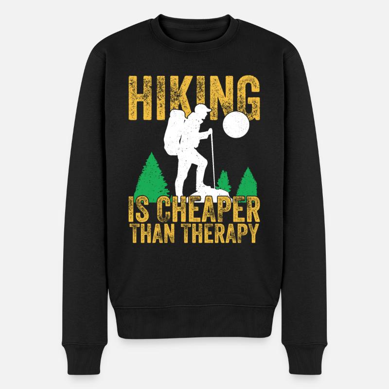 Bergsteigen Wandern Klettern Therapie Berge - Männer Premium Bio Pullover - Schwarz
