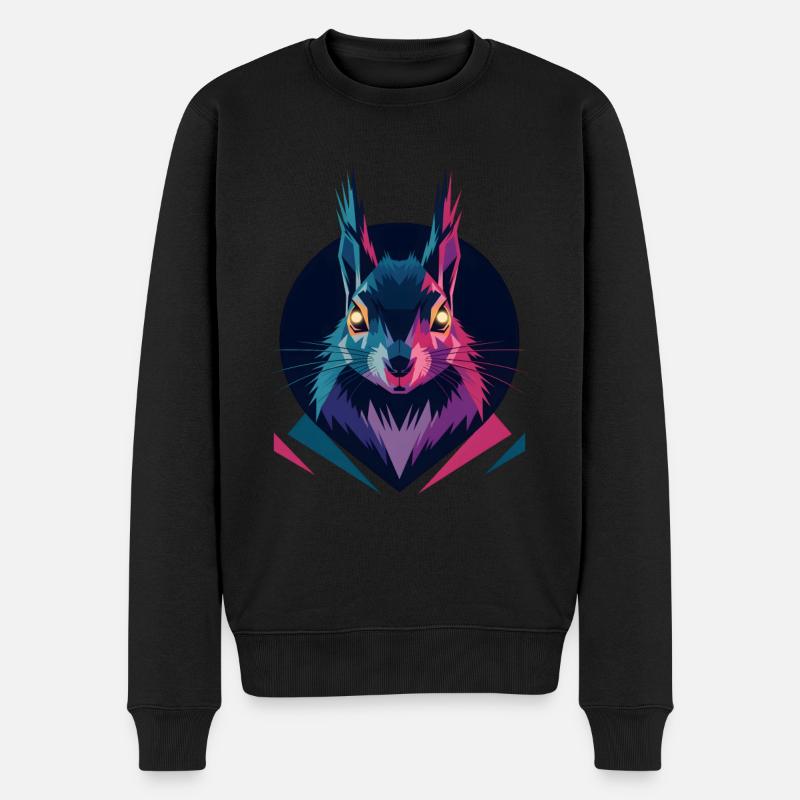 Low-Poly-Eichhörnchen - Männer Premium Bio Pullover - Schwarz