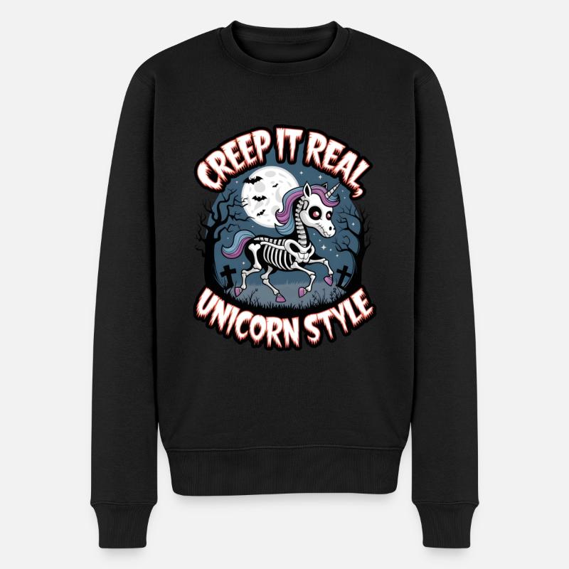 Grusel es im echten Einhorn-Stil - Männer Premium Bio Pullover - Schwarz