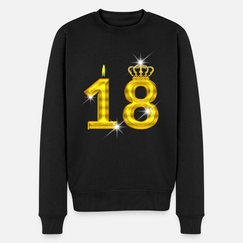 bougie d’anniversaire 18 - couronne - - or - Pull Premium bio Homme - noir