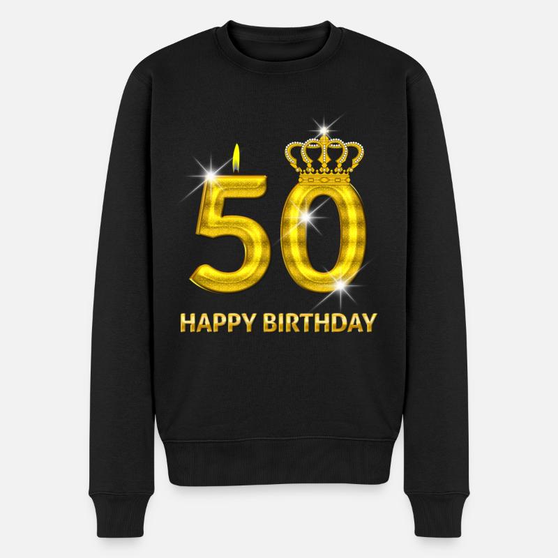 50 - Happy Birthday - Geburtstag - Zahl Gold - Männer Premium Bio Pullover - Schwarz