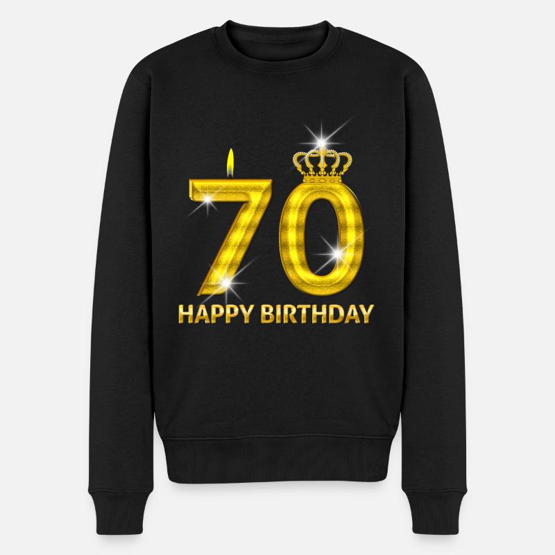70 - Happy Birthday - Geburtstag - Zahl Gold - Männer Premium Bio Pullover - Schwarz