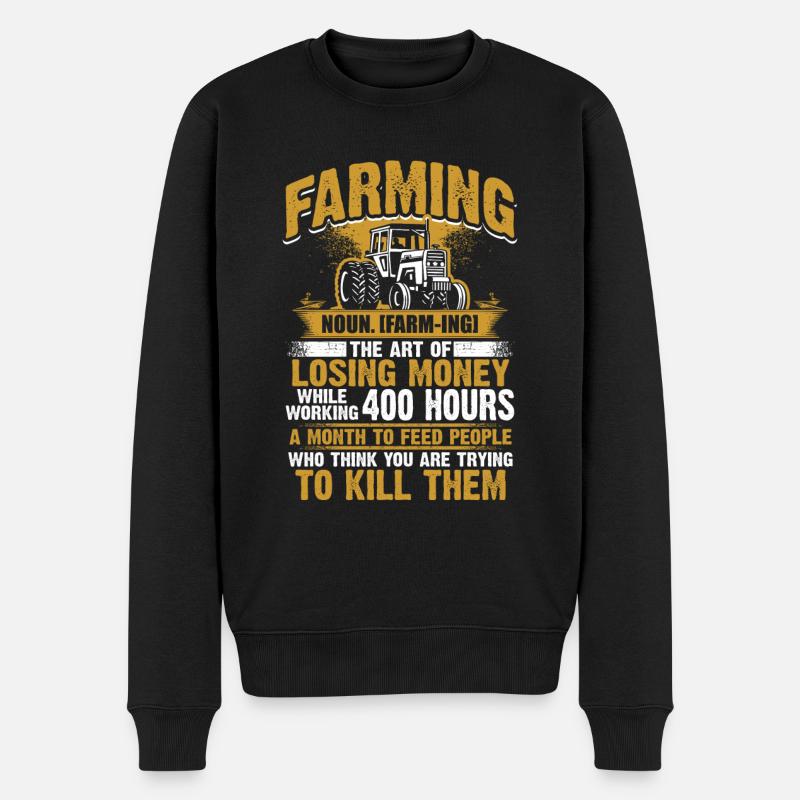 Farming - Farmer - Männer Premium Bio Pullover - Schwarz