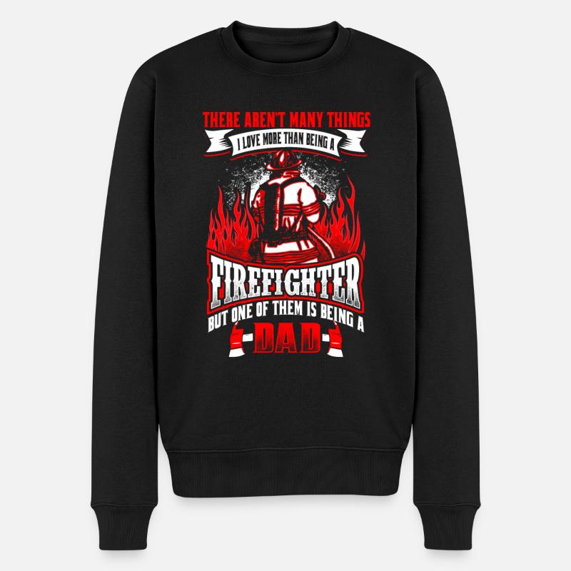Firefighter Dad - EN - Männer Premium Bio Pullover - Schwarz