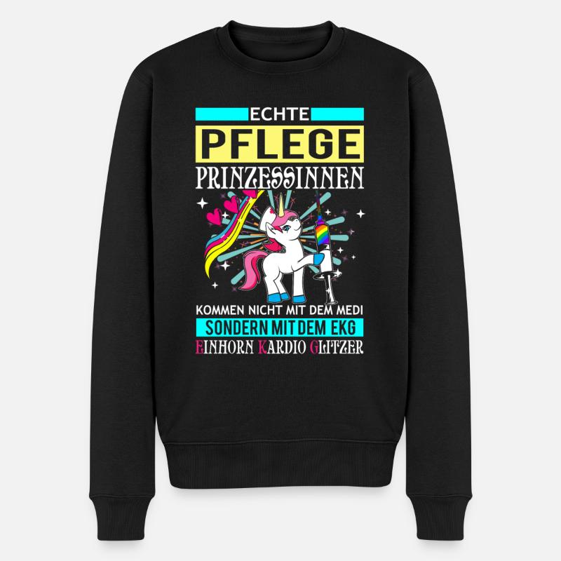 Einhorn - Pflege Prinzessin - Männer Premium Bio Pullover - Schwarz