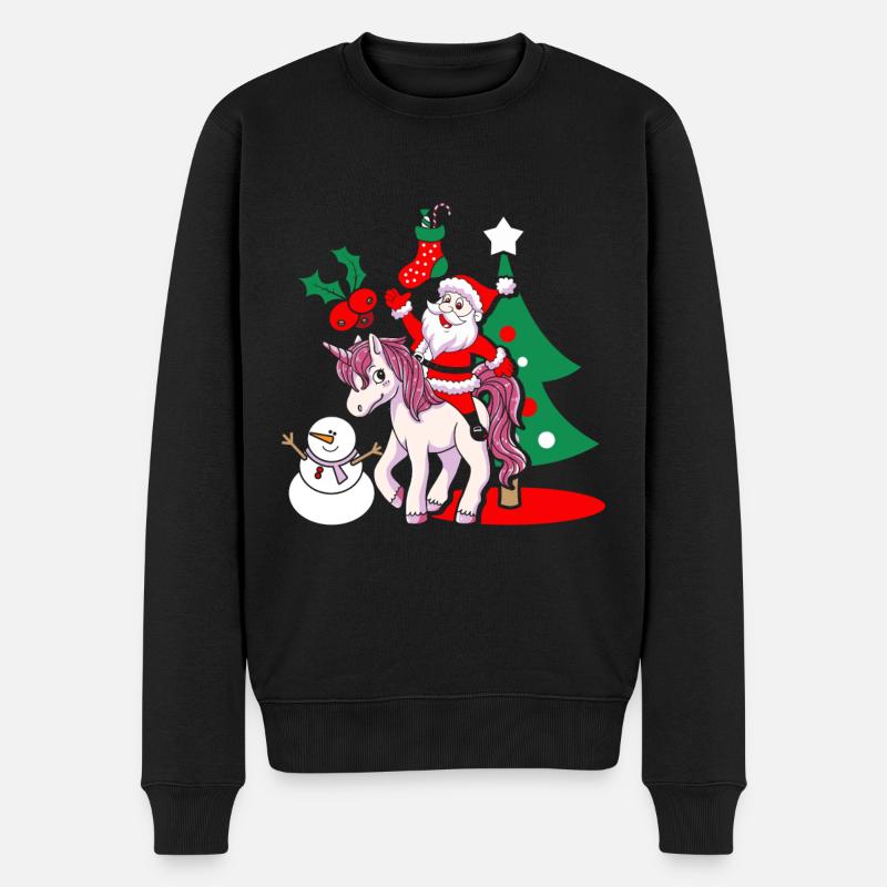 Santa Einhorn Weihnachtsmann Weihnachten Geschenk - Männer Premium Bio Pullover - Schwarz