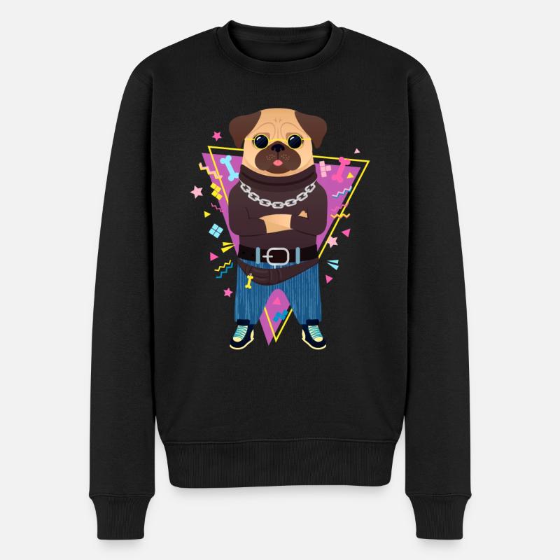 90s Style Hip Hop Pug - Männer Premium Bio Pullover - Schwarz