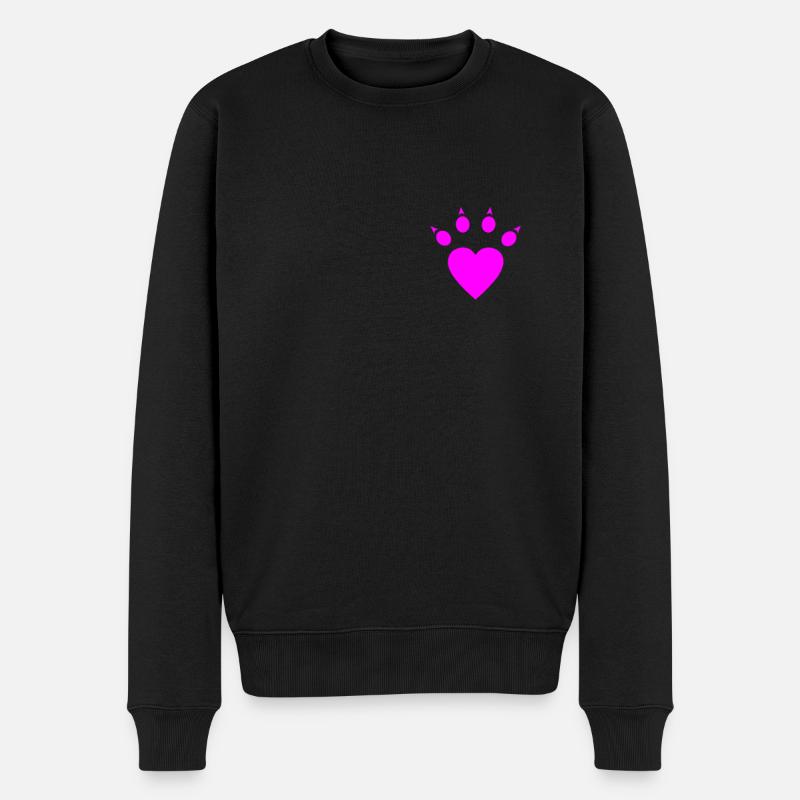 Katzenpfote Herz Pfote - Männer Premium Bio Pullover - Schwarz