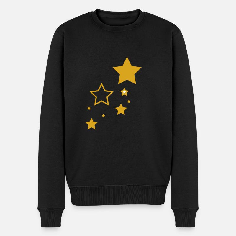 Sternenmotiv Goldene Sterne - Männer Premium Bio Pullover - Schwarz