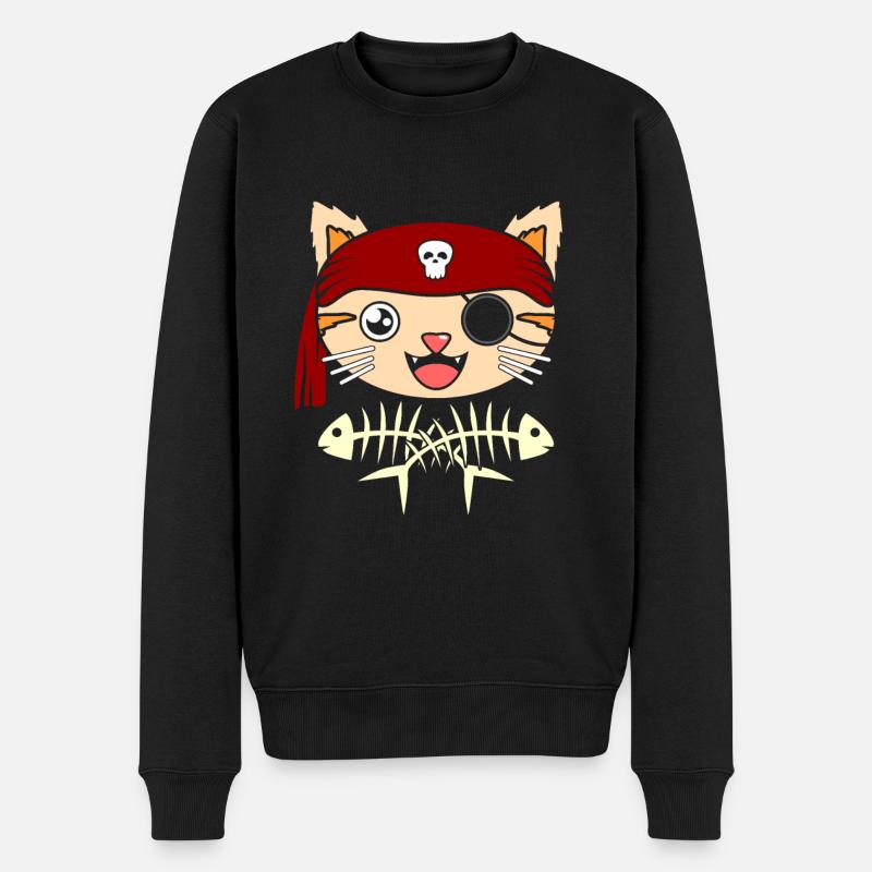 CHAT PIRATE - Pull Premium bio Homme - noir