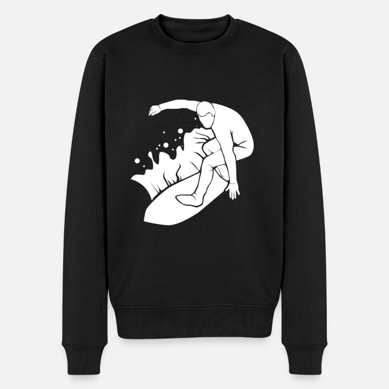 Surfeurs surfant - Pull Premium bio Homme - noir