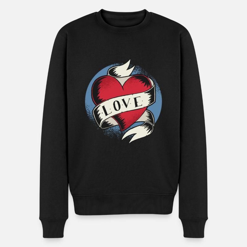 Coeur d'amour de tatouage - Pull Premium bio Homme - noir