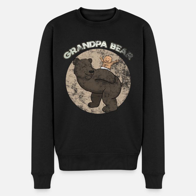 Grandpa Bear - Männer Premium Bio Pullover - Schwarz
