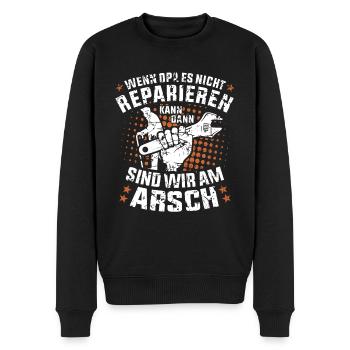 Opa Reparieren Reparatur Spruch Lustig - Männer Premium Bio Pullover - Schwarz - Vorne - Nico (187cm)