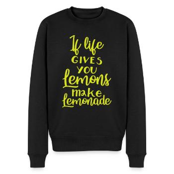 Dire de la positivité drôle pensée positive - Pull Premium bio Homme - noir - Devant - Nico (187cm)