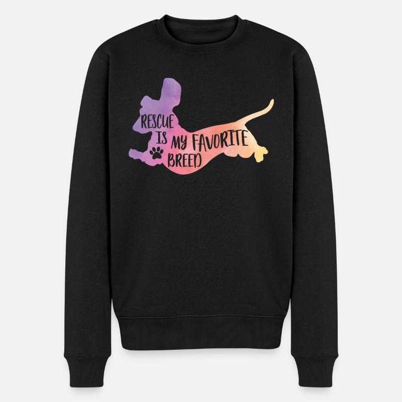 Rettung ist mein Favorit - Dackel - Männer Premium Bio Pullover - Schwarz