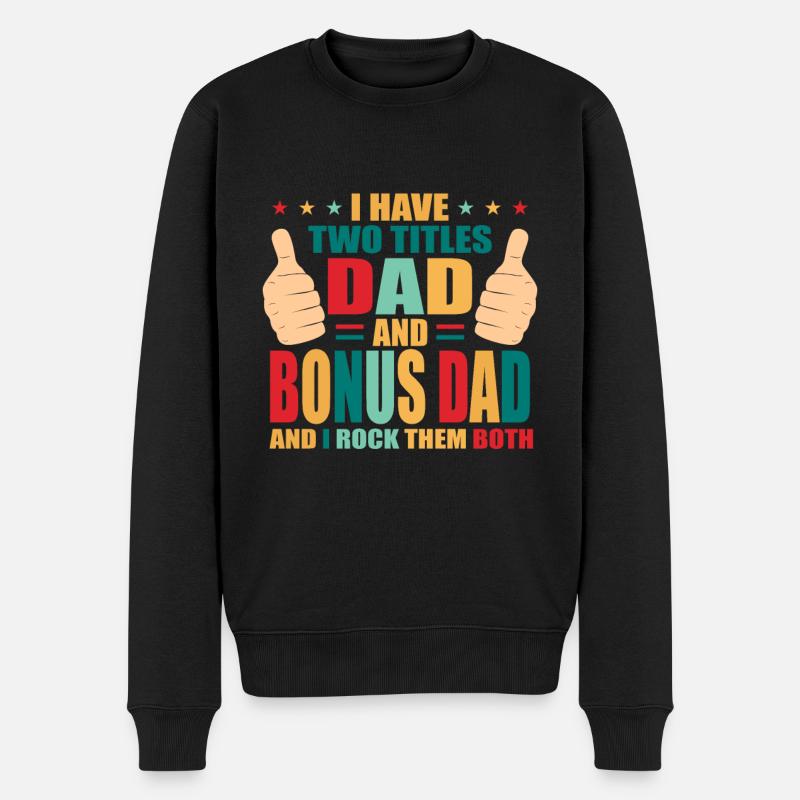 Bonus Dad - Männer Premium Bio Pullover - Schwarz