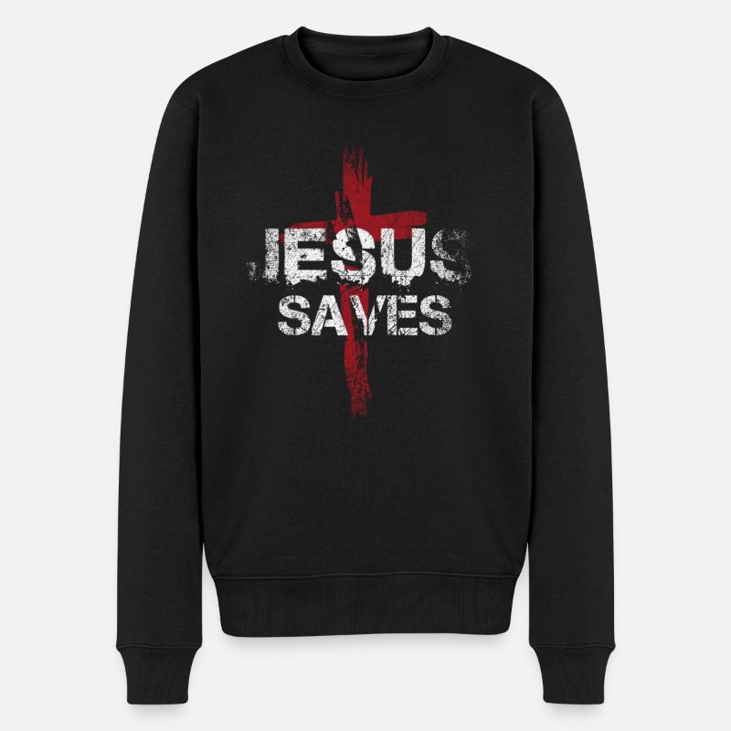 Jésus Saves - Pull Premium bio Homme - noir