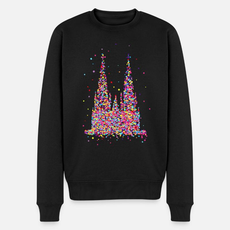 Kölner Dom, Konfetti - Männer Premium Bio Pullover - Schwarz