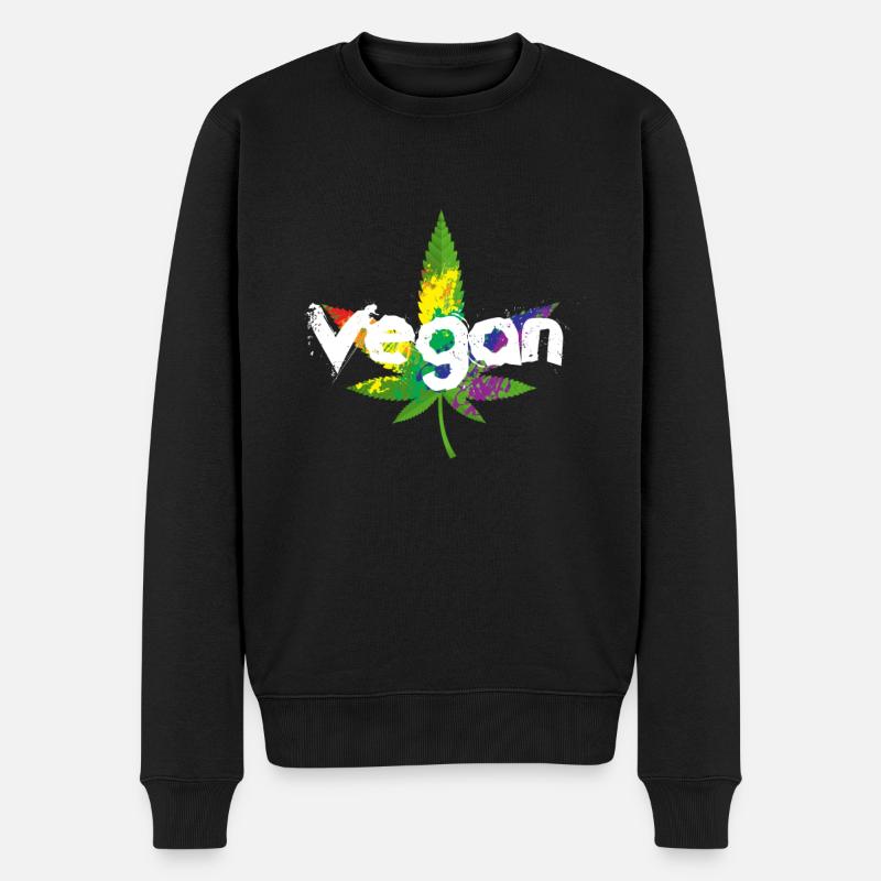 Cannabis vegan - Pull Premium bio Homme - noir