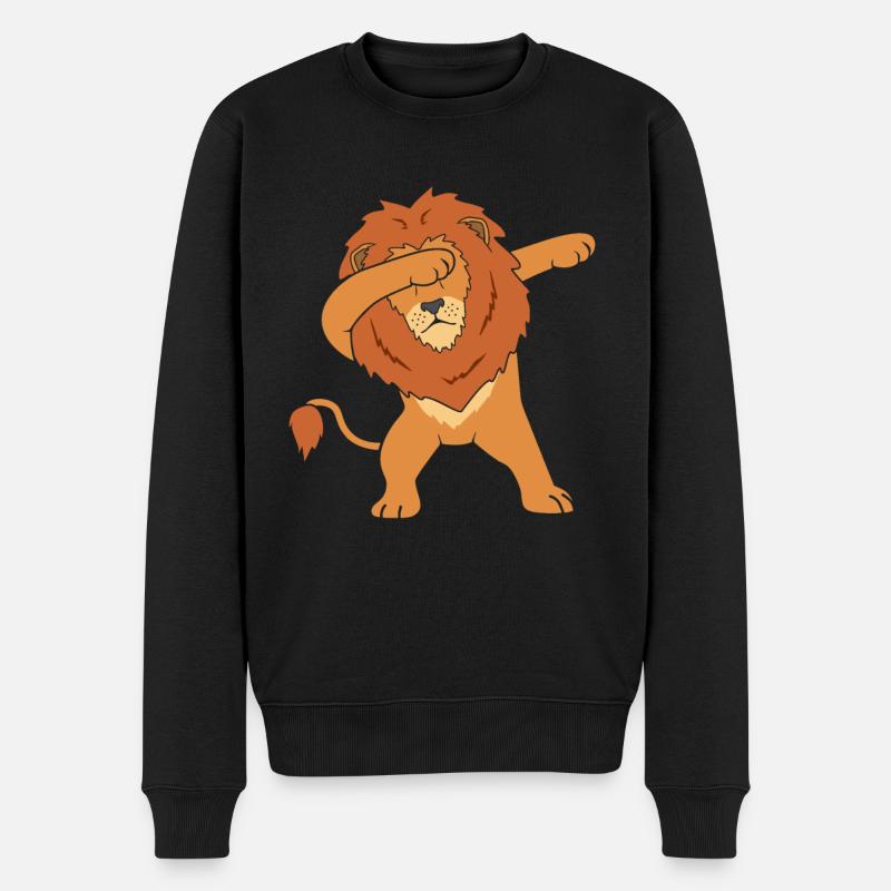 Löwe Dab - Männer Premium Bio Pullover - Schwarz