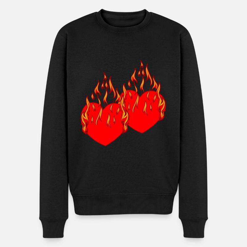 Hjerte Valentin Elsker Flamme Romantisk - Økologisk premium-sweatshirt til mænd - sort