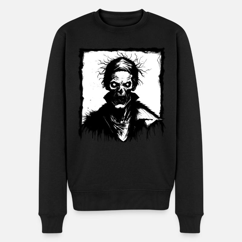 Zombie Portrait - Männer Premium Bio Pullover - Schwarz