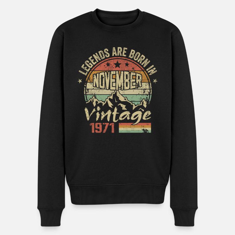 November 1971, Retro-Vintage-Geburtstagsgeschenk - Männer Premium Bio Pullover - Schwarz