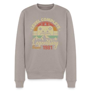 1981 Geburtstagsgeschenk Komplettes Level - 1981 - Männer Premium Bio Pullover - Taupe - Vorne - Nico (187cm)