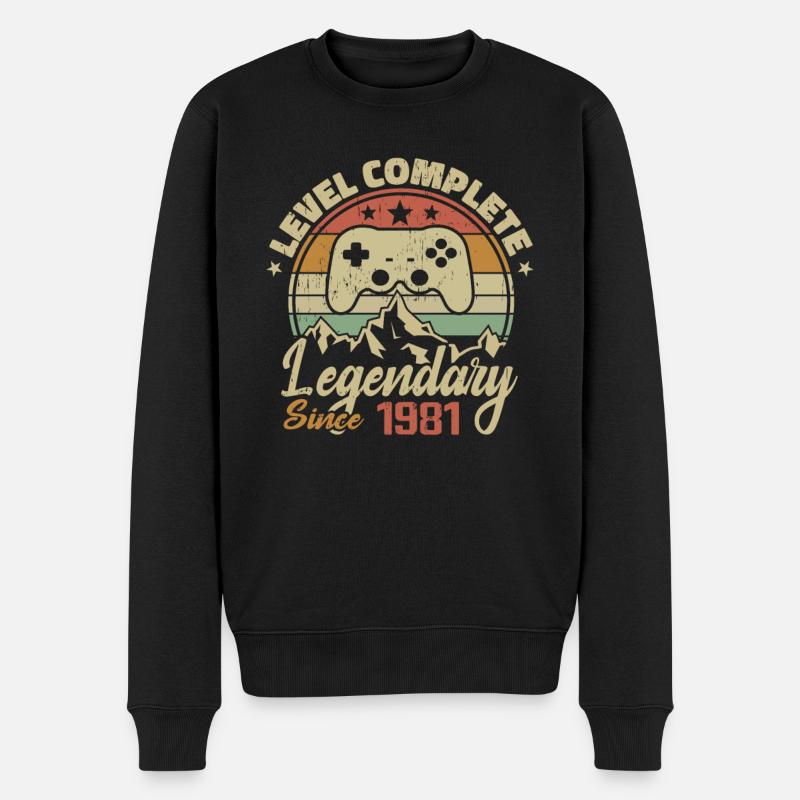 1981 Geburtstagsgeschenk Komplettes Level - 1981 - Männer Premium Bio Pullover - Schwarz